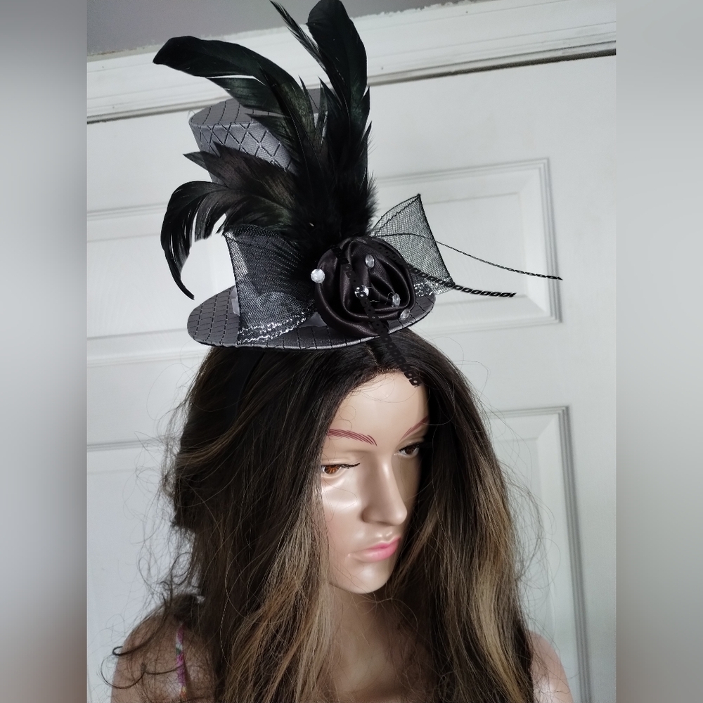 Source Unknown Black Feather Fascinator
